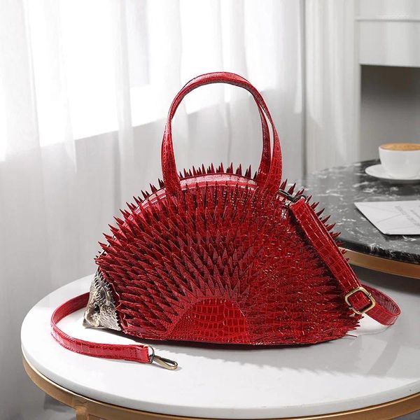 Abendtaschen Damen Handtaschen Original Marken 2024 In Mode Chic Indie Design Igel Tasche Hochwertige Alligator PU Leder Schulter