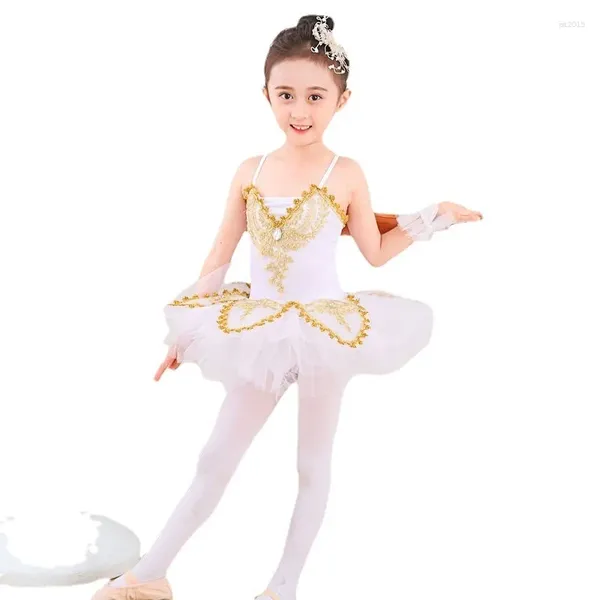 Sahne Giyim Kız Camisole Süpürgeli Profesyonel Bale Tutus Elbise Sparkle Dantel Swan Lake Balerin Kostümleri Yarışma