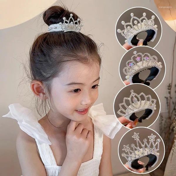 Acessórios de cabelo coroa headwear cabeça de almôndega infantil torção braçadeira meninas cavalinha fivela complementos de moda espumante