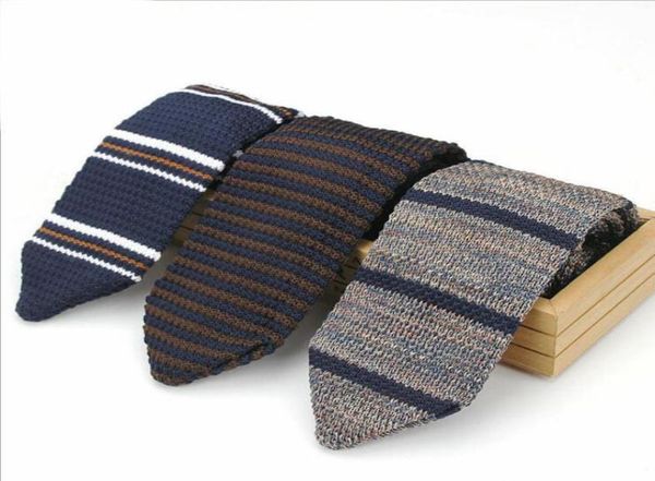 Yeni Tasarım Moda Erkek Marka İnce Tasarımcı Knited Bağlar Boyun Ties Cravate Dar Sıska Kravatlar Erkekler için Çizgili Ties4191262