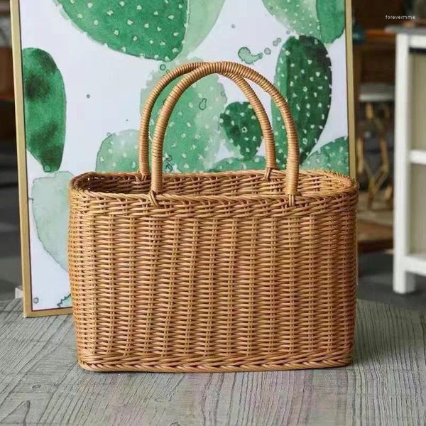 Borse per la spesa Puro fatto a mano imitazione rattan tessitura trasportare verdure cestino picnic compagno regalo tessuto a mano