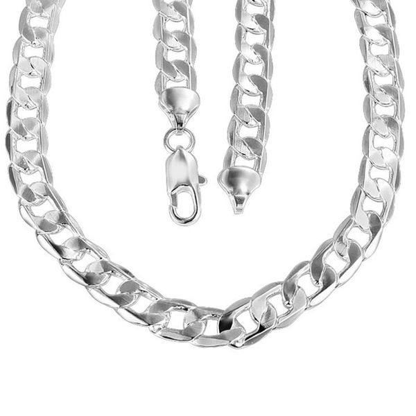 Мужское ожерелье с тяжелой цепочкой толщиной 12 мм в стиле хип-хоп из 18-каратного белого золота с наполнителем 23 6 дюймов276h