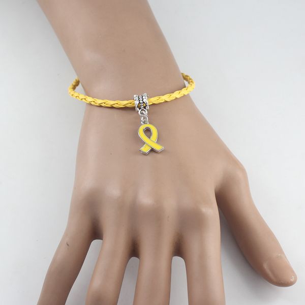 Nuovo arrivo all'ingrosso Bracciale per endometriosi Nastro giallo Bracciale con ciondoli Gioielli per la consapevolezza dell'endometriosi per i regali della Fondazione Cancer Center