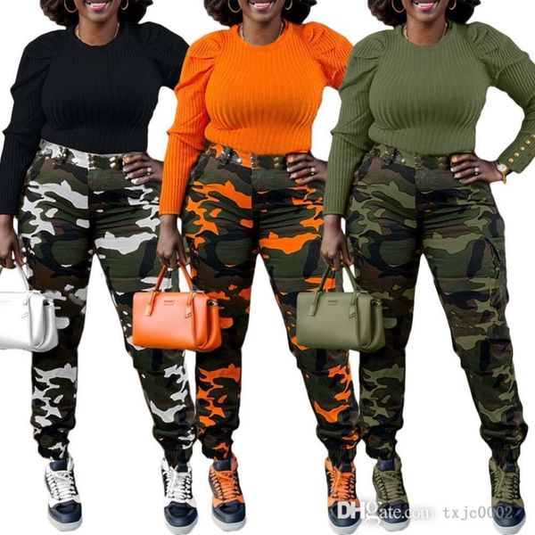 Calças femininas designer nova moda camuflagem algodão tornozelo calças de trabalho 3 cores