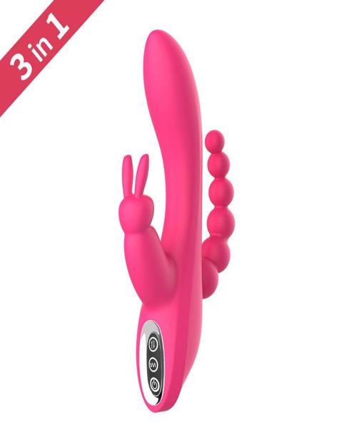 Triple Curve Rabbit Vibrator12 Funktion Wiederaufladbarer Gspot und Pspot Analvibrator Klitoris Stimulator Dildo Vibrator für Frauen J192492457