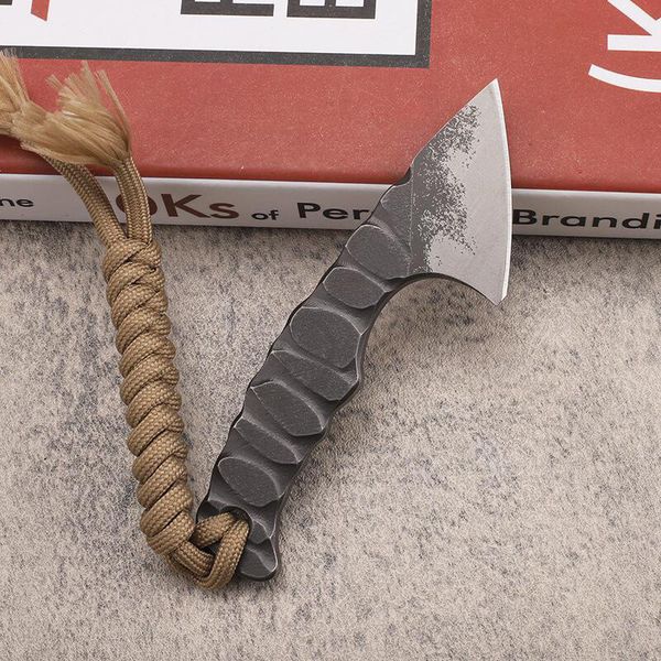 Nuovo A0224 Coltello a lama fissa di fascia alta DC53 Lama Stone Wash Maniglia in acciaio con codolo completo Mini ascia tascabile EDC esterna con Kydex