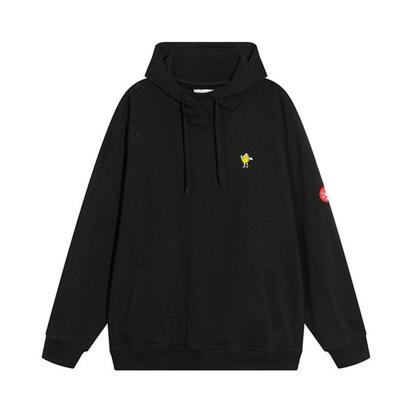 Preto hoodies homem mulher amarelo bordado cordão bolso retalhos streetwear novos pullovers