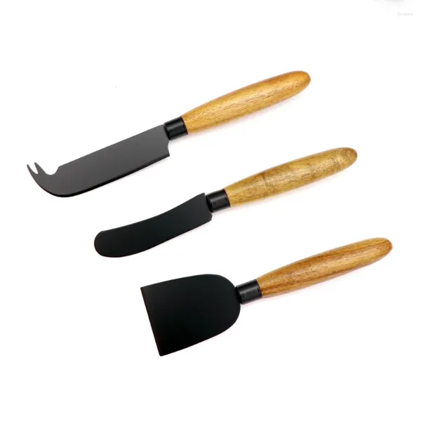 Messer Jaswehome 3-teiliges Set Käse mit Holzgriff perfekte Geschenke Stahl Edelstahl Hobel Cutter Spreizer Gabel