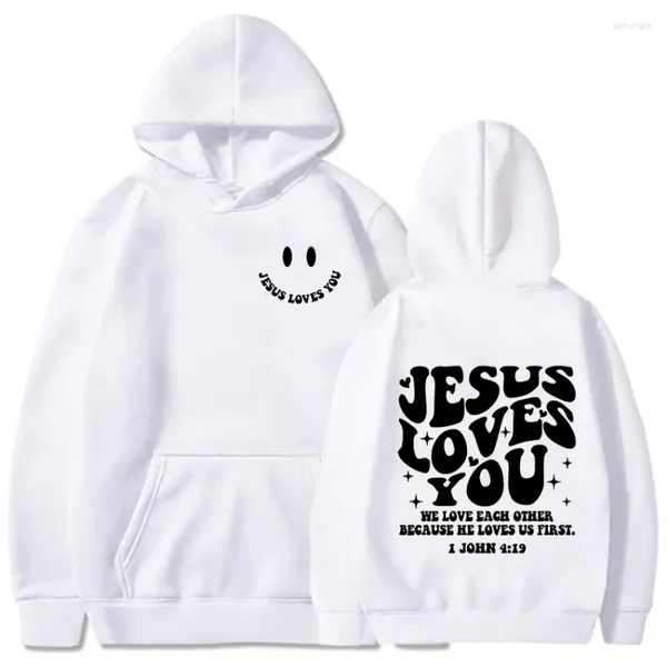 Hoodies masculinos jesus te ama dupla face impressa alta rua moda oversized sweatshirts homens mulheres qualidade vintage sudaderas