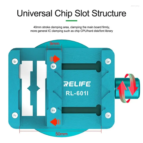 Set di utensili manuali professionali RELIFE RL-601I Mini supporto rotante per PCB a 360° per manutenzione della scheda madre del telefono cellulare Colla per chip IC