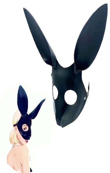 Cosplay Bella schiava maschera di coniglio Giochi per adulti BDSM Bondage Restrizioni in pelle Maschera per occhi aperti per ballo in maschera Festa di carnevale Sex2249289