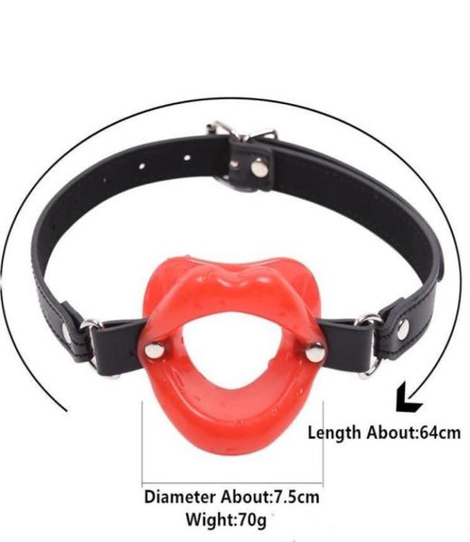 Adulto fetiche produtos sexuais couro genuíno borracha boca aberta mordaça para mulher bdsm bondage lábios o anel mordaça brinquedos sexuais para casais 5639708