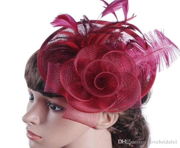 Chapéu fascinator de noiva, chapéu feminino europeu com véu de rosto, material de cabelo de avestruz, chapéu para banquete ocidental, cocar de casamento 5830002