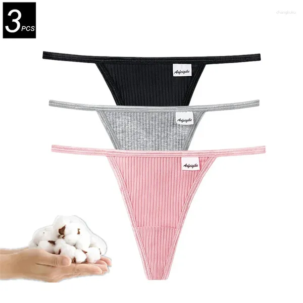 Kadın Panties 3pcs Straps Sakinsiz iç çamaşırı pamuk tanga kadınlar seksi rahat nefes alabilen t-back bikini S-XL
