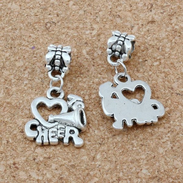 150 Stück Cheerleader-Herz „I Love to Cheer“, handgefertigte Metall-Charms-Anhänger, DIY-Schmuckherstellungszubehör, A-660223Q