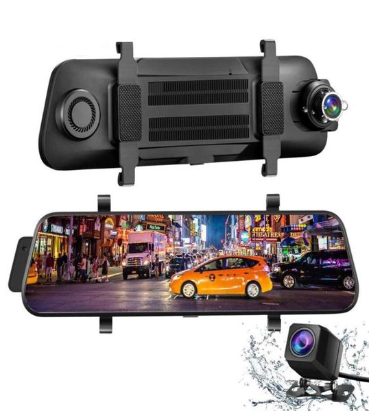 25K Mirror Car DVR 10quot Touch Screen Dash Cam Controllo vocale Doppia fotocamera con videocamera vista posteriore Telecamere di backup impermeabili 1206331