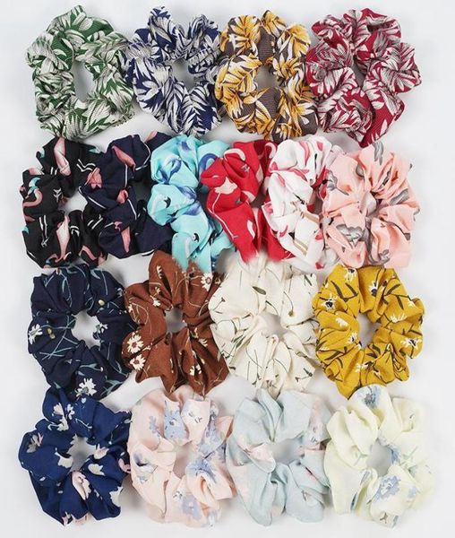 DHL INS Floral Flamingo Solid Pied De Poule Design Donna Cravatta Accessori Scrunchie Porta coda di cavallo Corda scrunchy base Fascia per capelli7559945