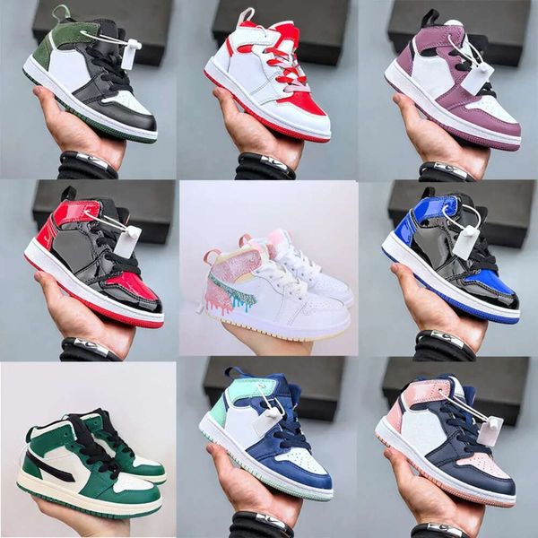 Kinder 2024 Schuhe 1 Basketballschuhe High 1s Designer Sneakers Jungen Universität Blau Rosa Baby Kind Schuh Patent Bred Mädchen Kinder Jugend J1 Trainer Sneakers