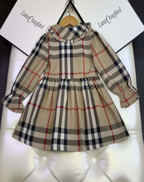 Criança outono roupas conjunto xadrez designer meninas roupas 1000140 cm bebê menina flor vestido de casamento material algodão criança barato cl8708460