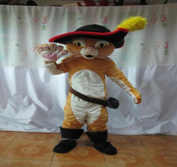 Halloween Der gestiefelte Kater Katze Maskottchen Kostüm Hochwertige Cartoon braune Katze Anime Thema Charakter Weihnachten Karneval Party Fancy Co3699719
