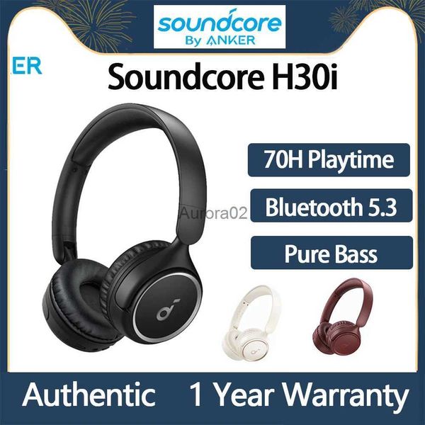 Fones de ouvido de telefone celular Anker Soundcore H30i Fone de ouvido sem fio Bluetooth On-Ear Baixo dobrável 70H Long Playtime Gaming Headset com microfone YQ240219