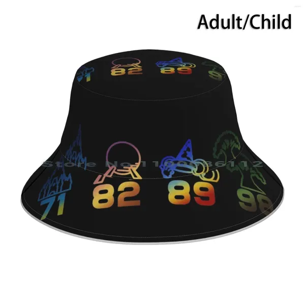 Berets Four Parks Tribute Bucket Hat Sun Cap Retro Vintage Vector Center Magic Kingdom Studio Animal World Case Geek Nerd Year Text