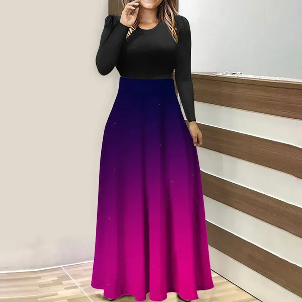 Vestidos casuais mulheres elegantes maxi vestido cintura alta barriga controle a linha solta hem cor sólida tornozelo comprimento macio respirável senhora namoro