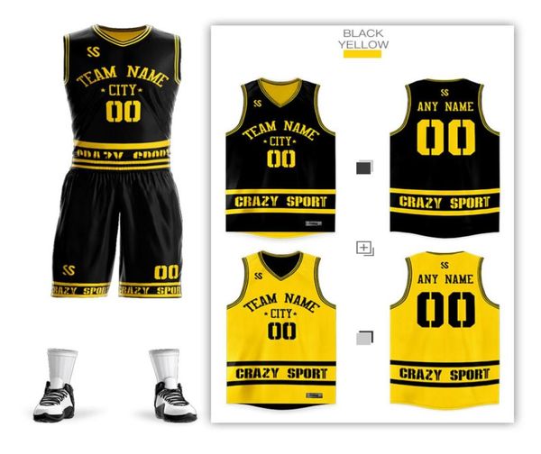 Personalizado diy conjunto de camisas de basquete uniformes kits dos homens criança juventude reversível camisas de basquete shorts roupas doubleside sportswea9466352