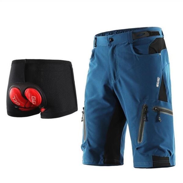 Arsuxeo calções de ciclismo masculino solto ajuste shorts de bicicleta esportes ao ar livre calças curtas mtb montanha resistente à água273l