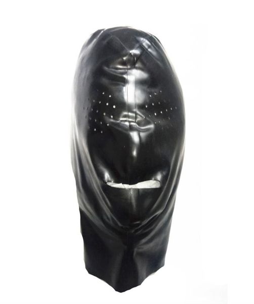 Дышащая латексная маска для вечеринки, БДСМ, секс-капюшоны для бондажа с маленькими отверстиями для глаз, черные для женщин RJDBY0013942128