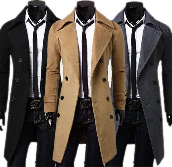 Whlenew Fashion Brand Jacket Autunno Trench Long Coat Men di alta qualità Slim Black Male Overcoat Mens Khaki Coat Trenchcoat Win6970031