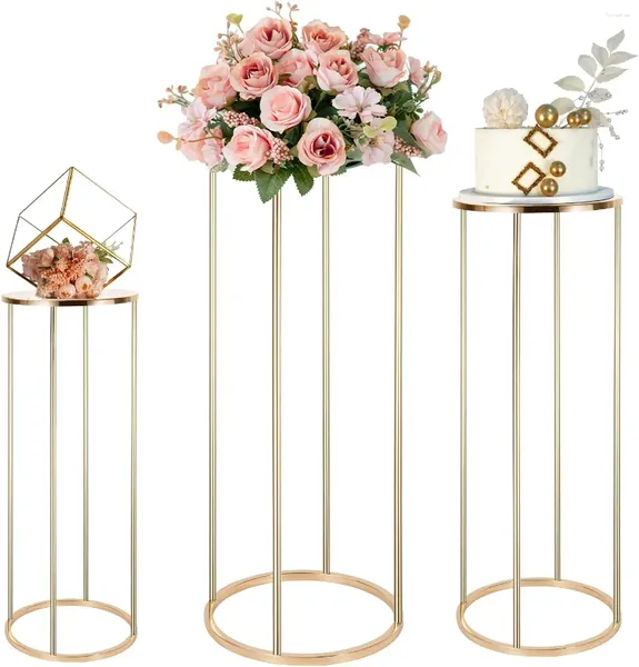 Decoração de festa Suporte de flor de metal dourado para mesa de casamento - Vaso de chão Stands Road Leads Coluna alta Mesa Central Aniversário