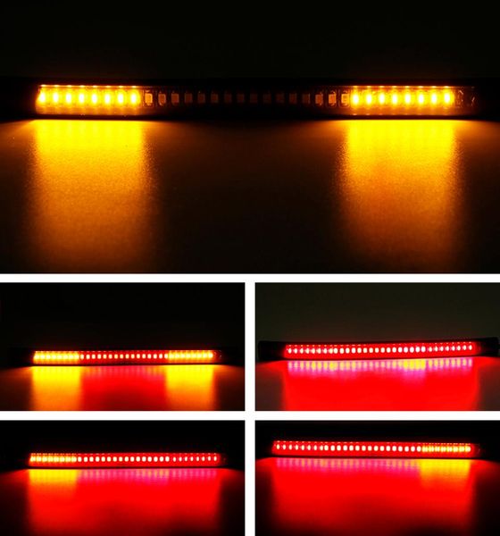 2x Motosiklet Işığı 48 SMD Kırmızı ve Sarı Tail Freni Durdurma Sinyali Işık Dekoratif Esnek LED Şerit Işık Kiti1629358