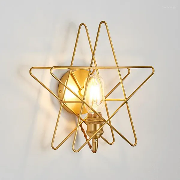 Lâmpadas de parede Nordic Pictograma Lâmpada Sala de estar Quarto Cabeceira Estrela Lua LED Sconce Light Foyer Corredor Kid's Decoração Luzes 6PA