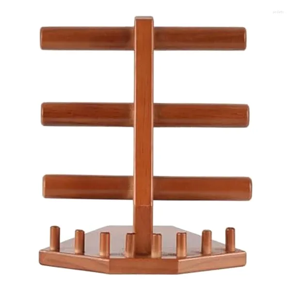 Sacchetti per gioielli Supporto per bracciale in legno Supporto per scaffale per braccialetti marrone a 3 livelli per la camera da letto del negozio del bagno della signora Durevole