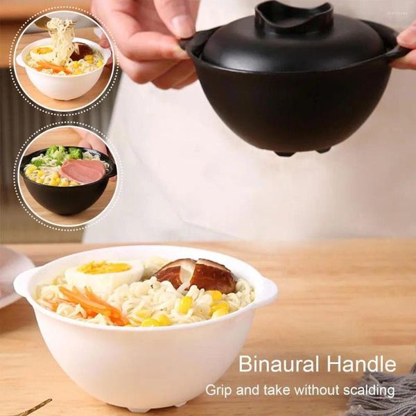 Ciotole di Plastica Addensata Ciotola di Zuppa di Ramen A Microonde Con Porridge Tagliatelle A Tenuta Coperchio Portatile Riscaldamento Domestico Bollitura G5z7