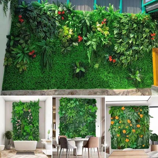 Fiori decorativi Pianta artificiale Decorazione murale Sfondo Simulazione Foglie Recinzione esterna in plastica Giardino Privacy Siepe