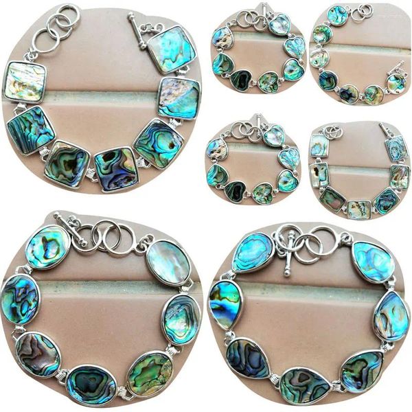 Braccialetti con ciondoli Bellissimi gioielli Bracciale con perline artistiche di conchiglie di abalone della Zelanda 7,5 