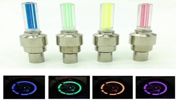 2 pçs novas luzes led da bicicleta roda tampas das válvulas do pneu acessórios da bicicleta ciclismo lanterna raios da lâmpada cor azul verde pink5258547