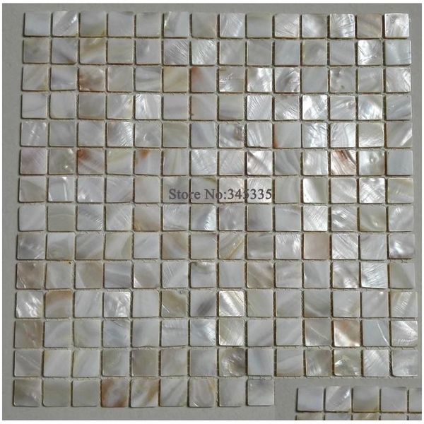 Wallpapers 11Square Feet Natural White Square Shell Mosaikfliese Perlmutt Küche Backsplash Dusche Hintergrund Badezimmer Drop D Dhqgd