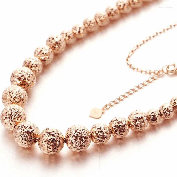 Ketten 585 Lila Vergoldet 14K Rose Funkelnde Perlen Halskette Für Frauen Luxus Mode Exquisite Schlüsselbein Kette Schmuck