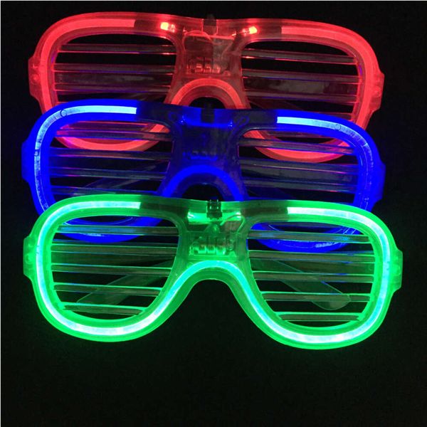 Солнцезащитные очки, 6 шт./лот, светящиеся украшения для свадебной вечеринки, рождественские принадлежности, однотонные светодиодные мигающие очки с затвором, подарок для детей