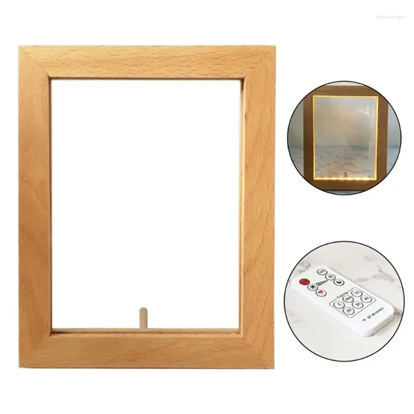 Luci notturne Luce da illusione Cornice in legno creativa USB Bianco caldo Po Fotocamera Immagine Lampada Decorazione della stanza