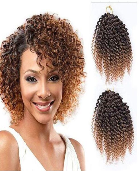 Packung mit 3 Marlybob Crochet Braids Hair Ombre Afro Kinky Curly Flechten Haarverlängerungen für Mädchen Frauen 8quot T1b276017176