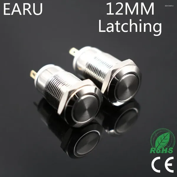 Luzes de teto 1 pcs 12mm à prova d'água travamento mantido plano redondo de aço inoxidável botão de pressão de carro chifre alto-falante sino automático