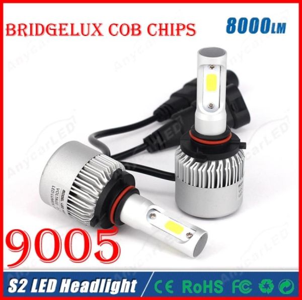 2016 NEU 1 Set S2 9005 HB3 60 W 8000 LM LED-Scheinwerfersystem-Beleuchtungsset Bridgelux COB-Chips 2 seitliche All-in-One-Scheinwerfer-Fahrlampen R4818553