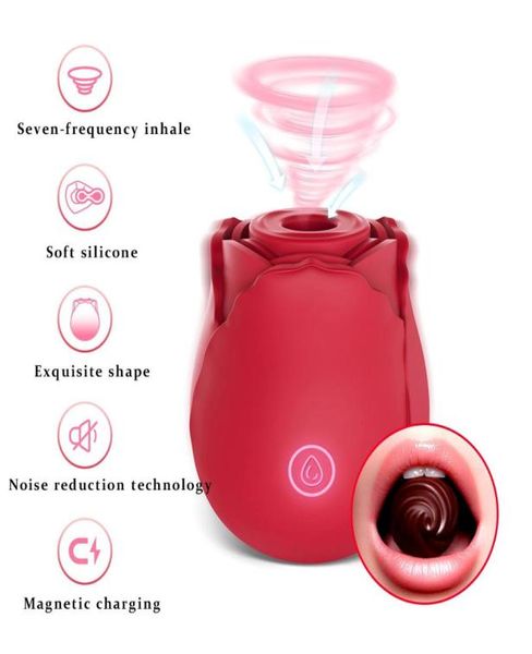 Fiore di rosa stimolazione clitoride vibratore per le donne masturbatore lingua seno capezzolo massaggio spazzola vibratore giocattoli del sesso per le donne1305207