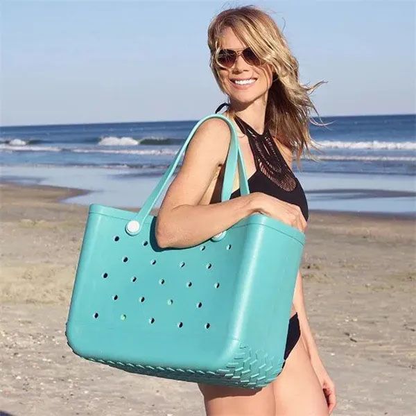 Aufbewahrungstaschen, wasserdicht, Bogg-Strandtasche, robust, gestanzt, Organizer, Korb, Sommer, Wasserpark, Handtaschen, groß, Damenartikel, Geschenke, Leopardenmuster, Pinkycolor, einfarbig