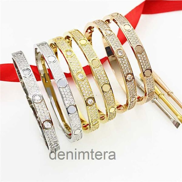 Schraubarmband, Diamant-Armbänder, Designer-Schmuck für Damen und Herren, Gold-Armreif, 18 Karat Roséversilberter Titanstahl, voller funkelnder Stein, Weihnachtsgeschenk OJ3V