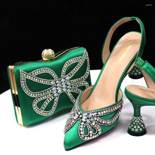 Scarpe eleganti Doershow Set di scarpe e borsa italiane 2024 Donna in Italia Verde con abbinamento HJK1-51